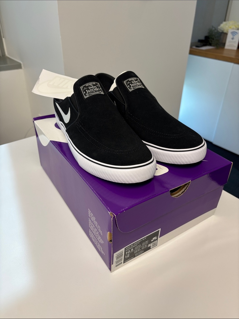Nike Black & White Slip-On Suede Loafers